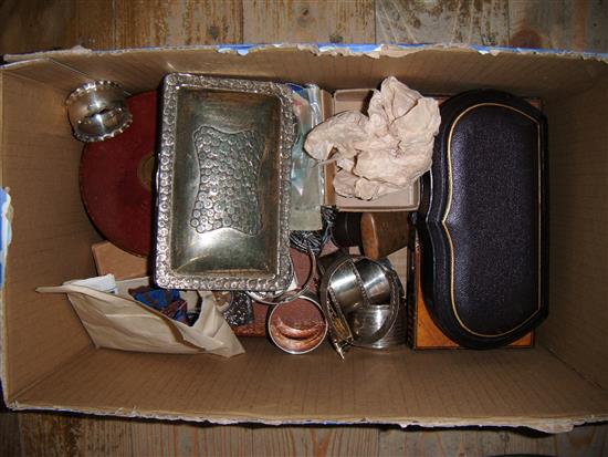 Cased pair silver salts, cased knives, medals and napkin rings etc.